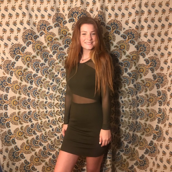 UO Sheer Forrest Green BodyCon - Picture 1 of 3